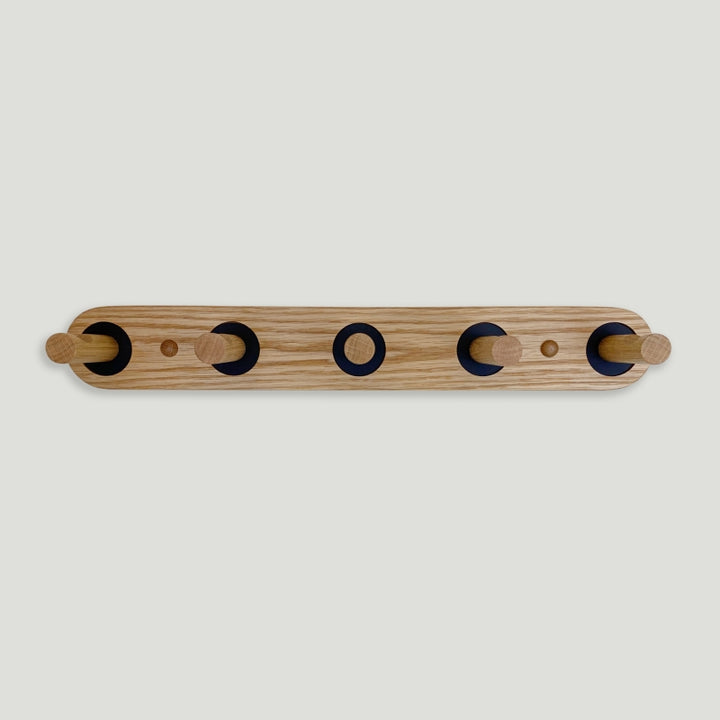 Oak coat rack - black inlays