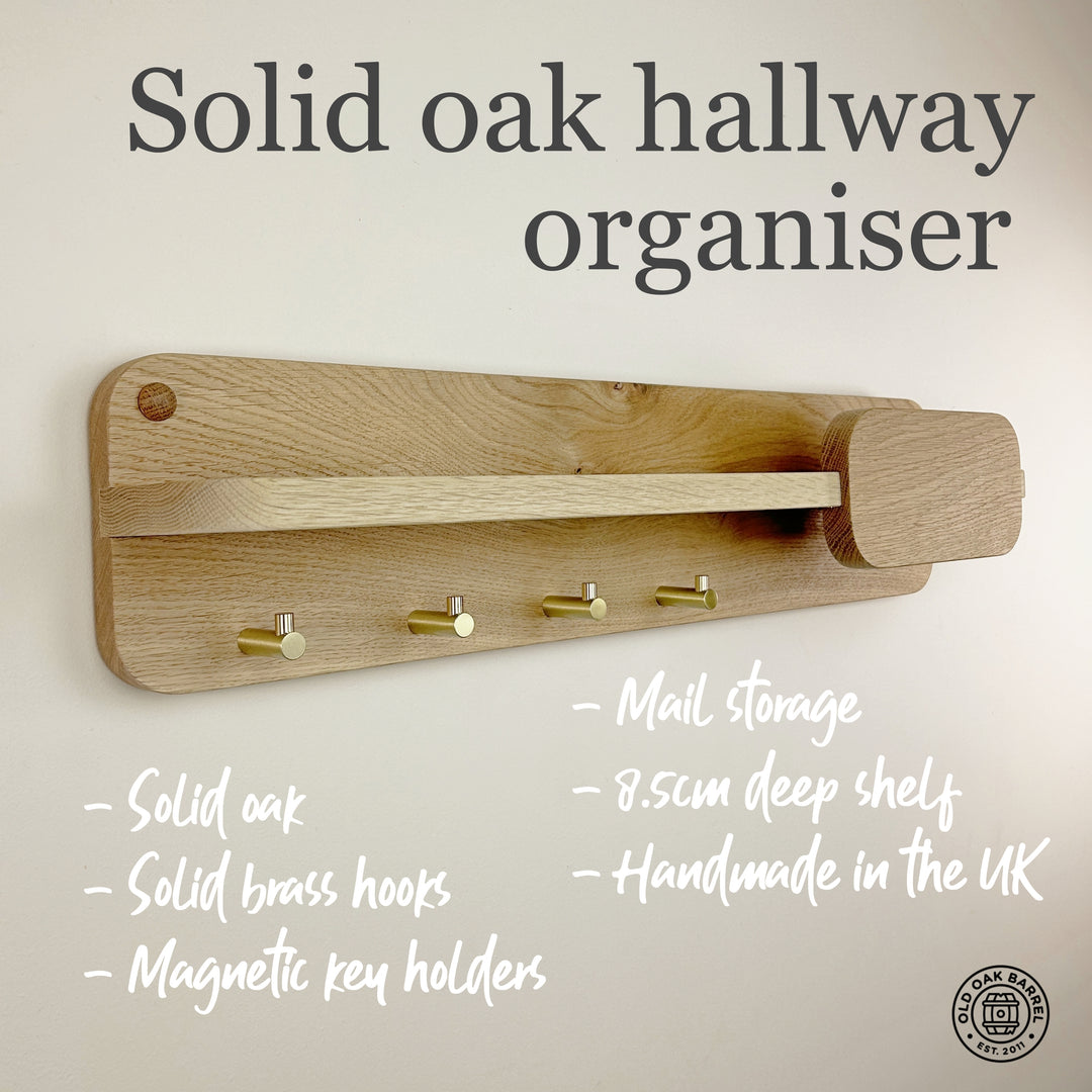 Solid oak hallway organiser