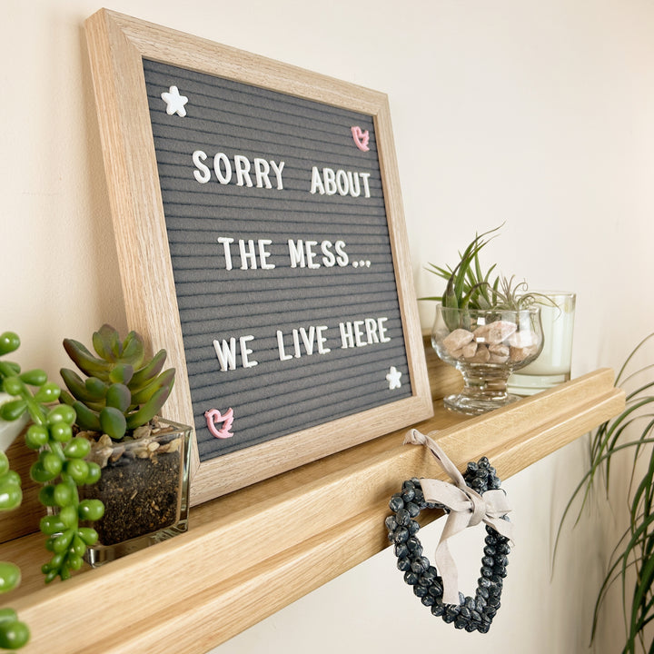 Solid oak floating display shelf with lip - picture/artwork ledge