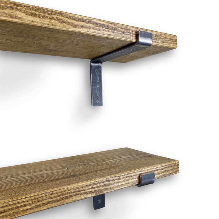 Thick Solid Pine Shelf | Steel Lipped Brackets