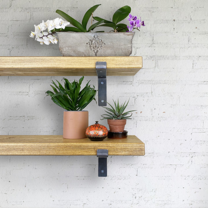 Extra Thick Solid Pine Shelf | Steel Lipped Brackets