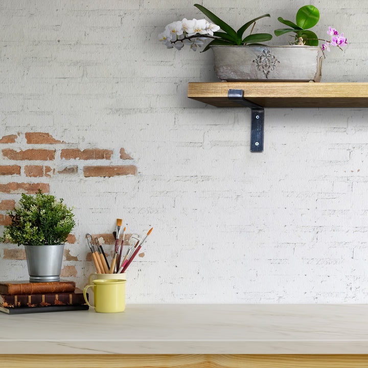 Extra Thick Solid Pine Shelf | Steel Lipped Brackets