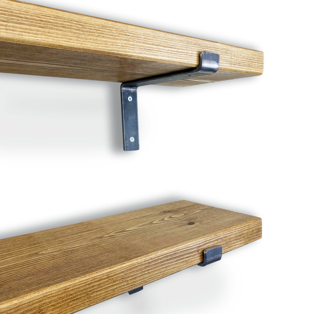 Extra Thick Solid Pine Shelf | Steel Lipped Brackets