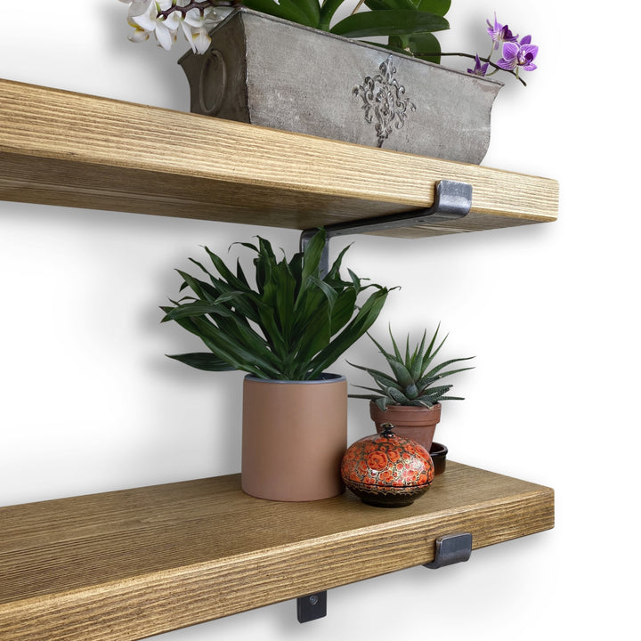 Extra Thick Solid Pine Shelf | Steel Lipped Brackets